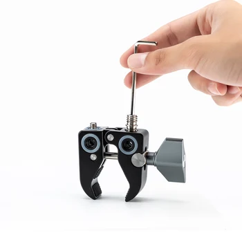 Universal C-clamp for Desktop Mount Holder Adjustable Pipe C-clamp Aluminum Dual Connector Desktop Mounting Clamp detail image