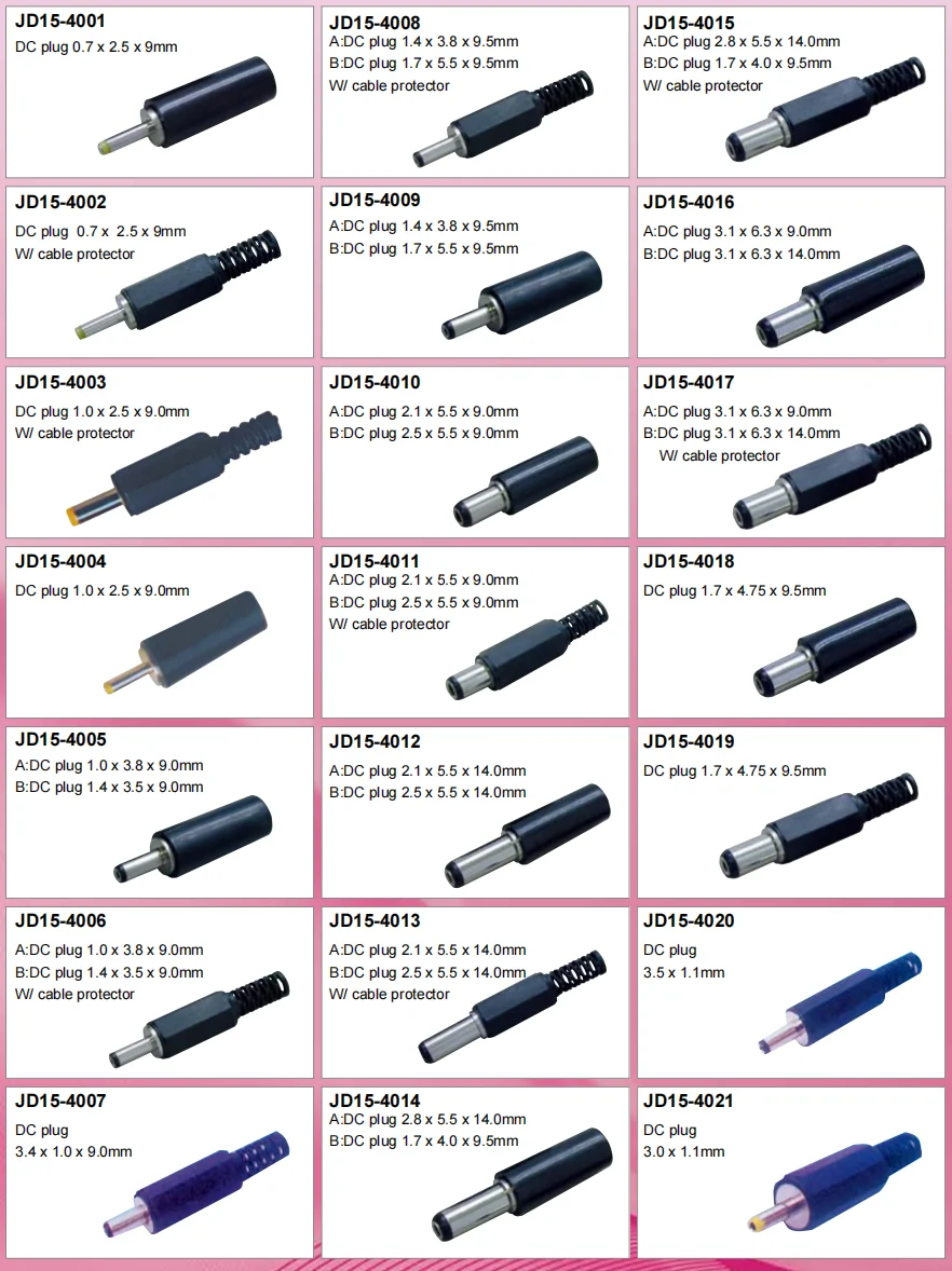 5.5/2.1mm Male DC Power Plug Jack - Dual-Core Solder Connector
