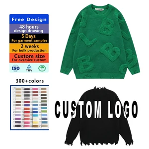 High Quality OEM ODM Graphic Jacquard Pullover Knitwear Winter Designer Custom Knit Sweater for Women