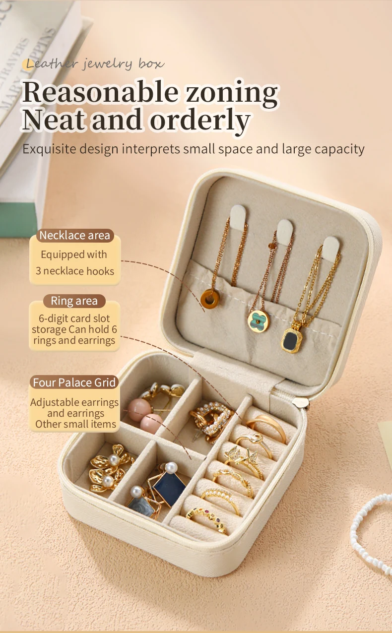 Custom Mini Zipper Pu Leather Travel Case Portable Ring Earring Necklace Jewellery Small Storage