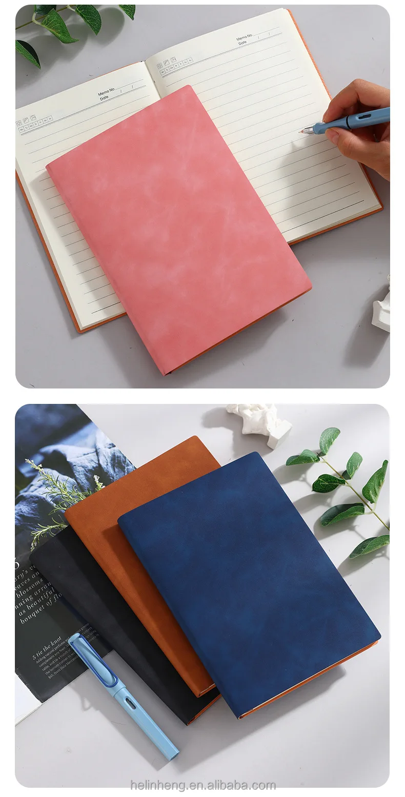 Customizable A5/B5/A6 Notebook Agenda PU Leather Planner Lined Soft ...