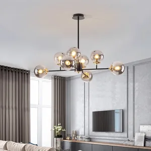 Modern Led Chandelier for Living Room Bedroom Kitchen Gold Glass Ball Lustre Ceiling Hanging Lamp Home Decor Lighting Fixtures