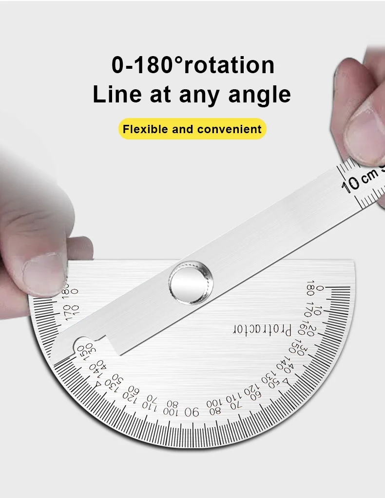 Stainless Steel Protractor 0-180 Degrees Solid Pro... - Grandado