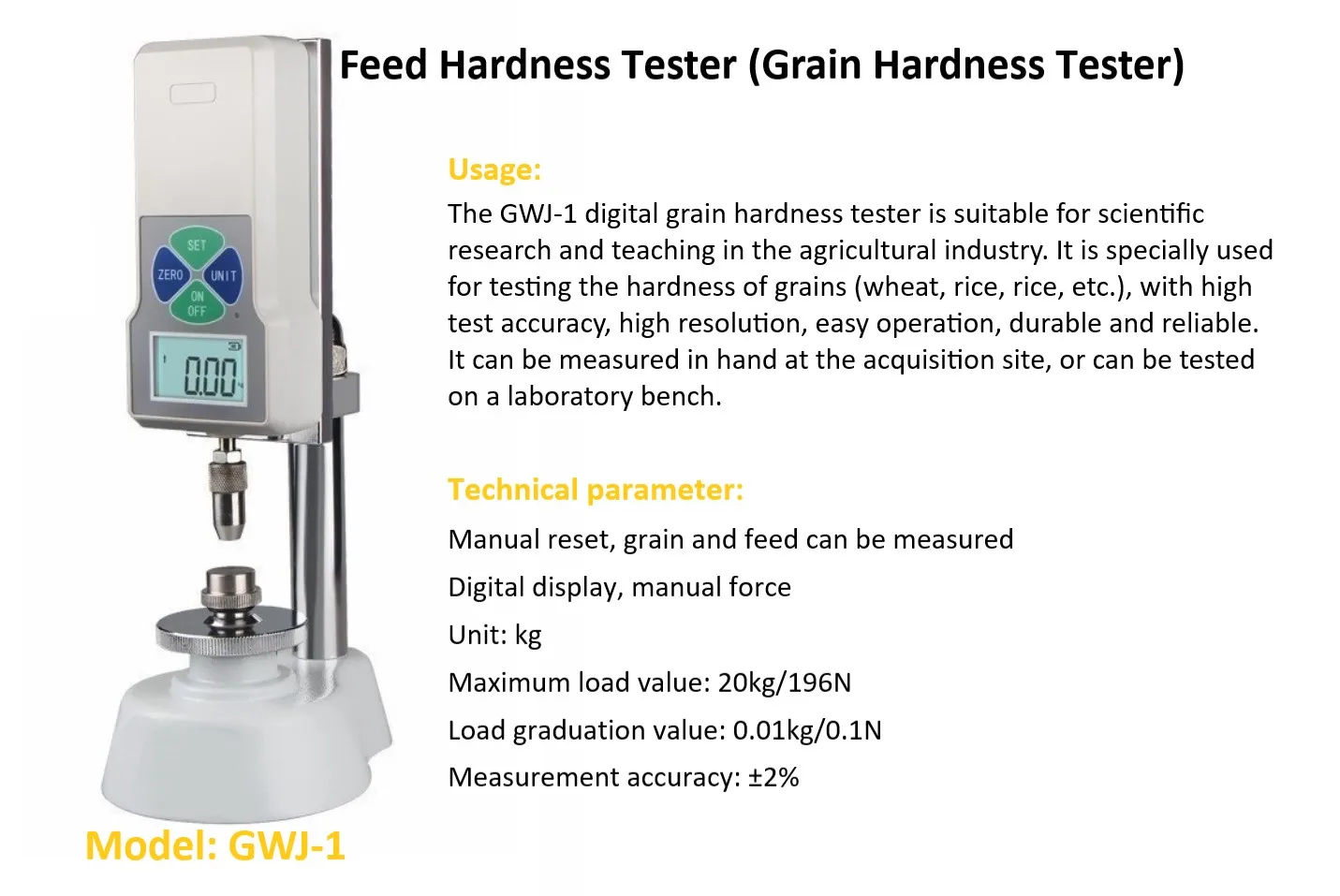 Materials Hardness Rice Alibaba.com: GWJ-1 Digital Grain Hardness Tester for rice, wheat, and ...