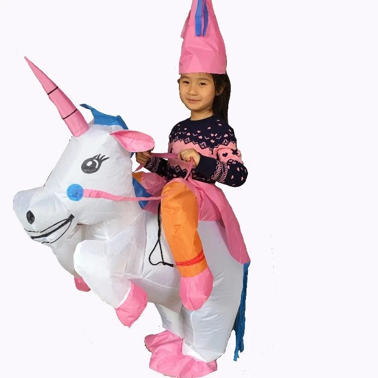 Colorful Customized Design Kids Party Cosplay Blow Fancy Dress Upinflatable  Animal Mascot Rider Unicorn Women Costumes