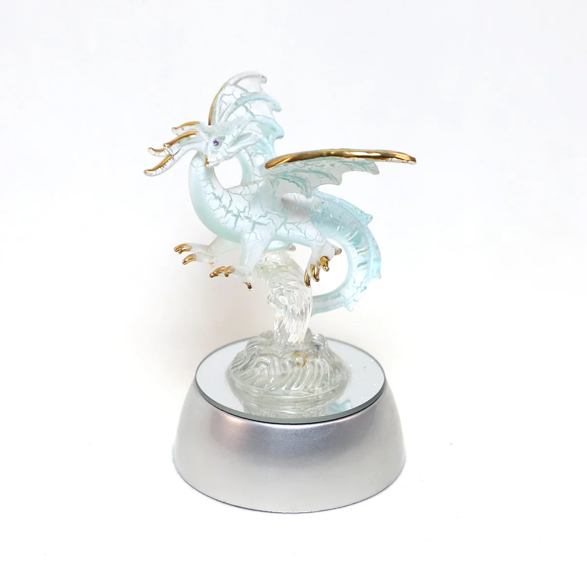 Wholesale battery operated led lighted clear hand blown glass decoration dragon