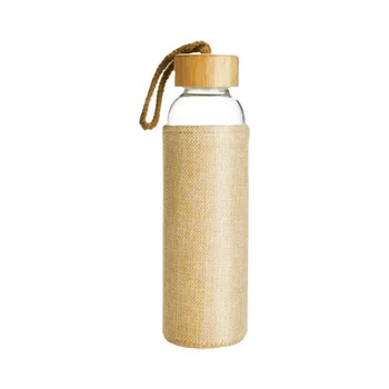 eco friendly recycled glass juice milk water bottle with sleeve