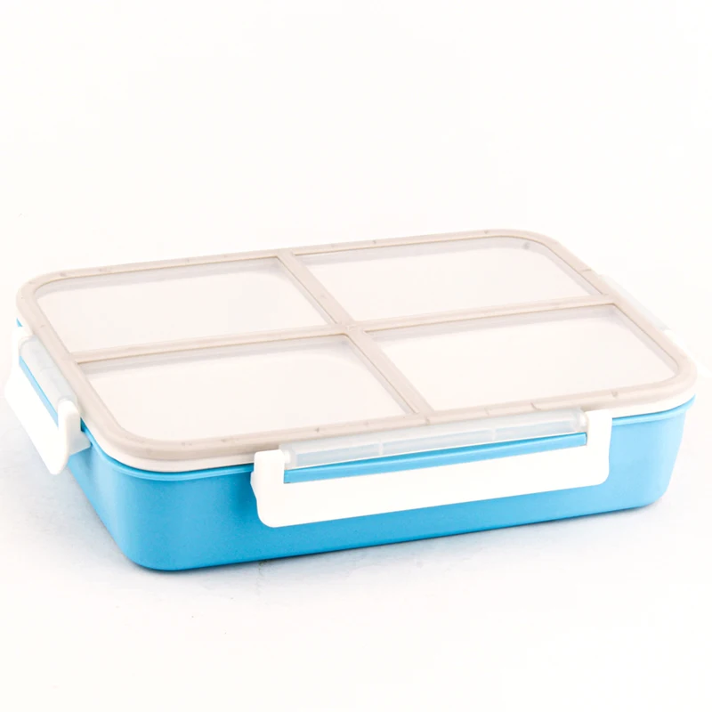 Wholesale Plastic PP Lunch Box  Four Compartments Bento Box Office School Microwave Plastic Food Container Reusable