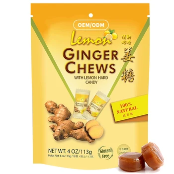 Best Selling Products 2023 OEM Private Label For Digestive Health And Comfort The Stomach Ginger Chews With Lemon Hard Candy