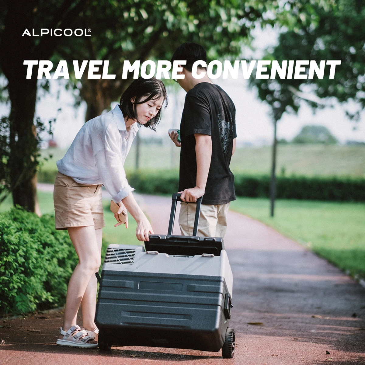 Alpicool NX52 52l App Control Fridge Car Mini Fridge 12V Dual Use  Camping Portable Car Cooler Outdoor Refrigerator with Wheels