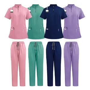 Wholesale Custom Logo Doctor Nurse Scrubs Uniforms Sets Hospital Medical Uniforms Women Fashionable Scrubs Set