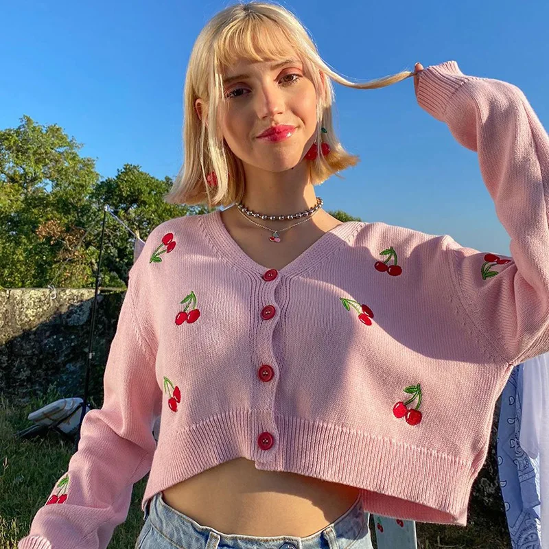 
Удобный женский свитер Sweet Cherry, женская блузка, осенняя женская одежда 