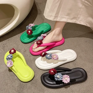Fashion New Lovely Flower Summer Beach Casual Light Weight Quick Dry Outdoor Ladies Flip Flops Women Flip Flops EVA Footwear