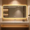 [Oro de lujo] Colgante horizontal: doble toque + luz cálida + desempañamiento (interruptor táctil + atenuación continua + espejo plateado sin cobre)