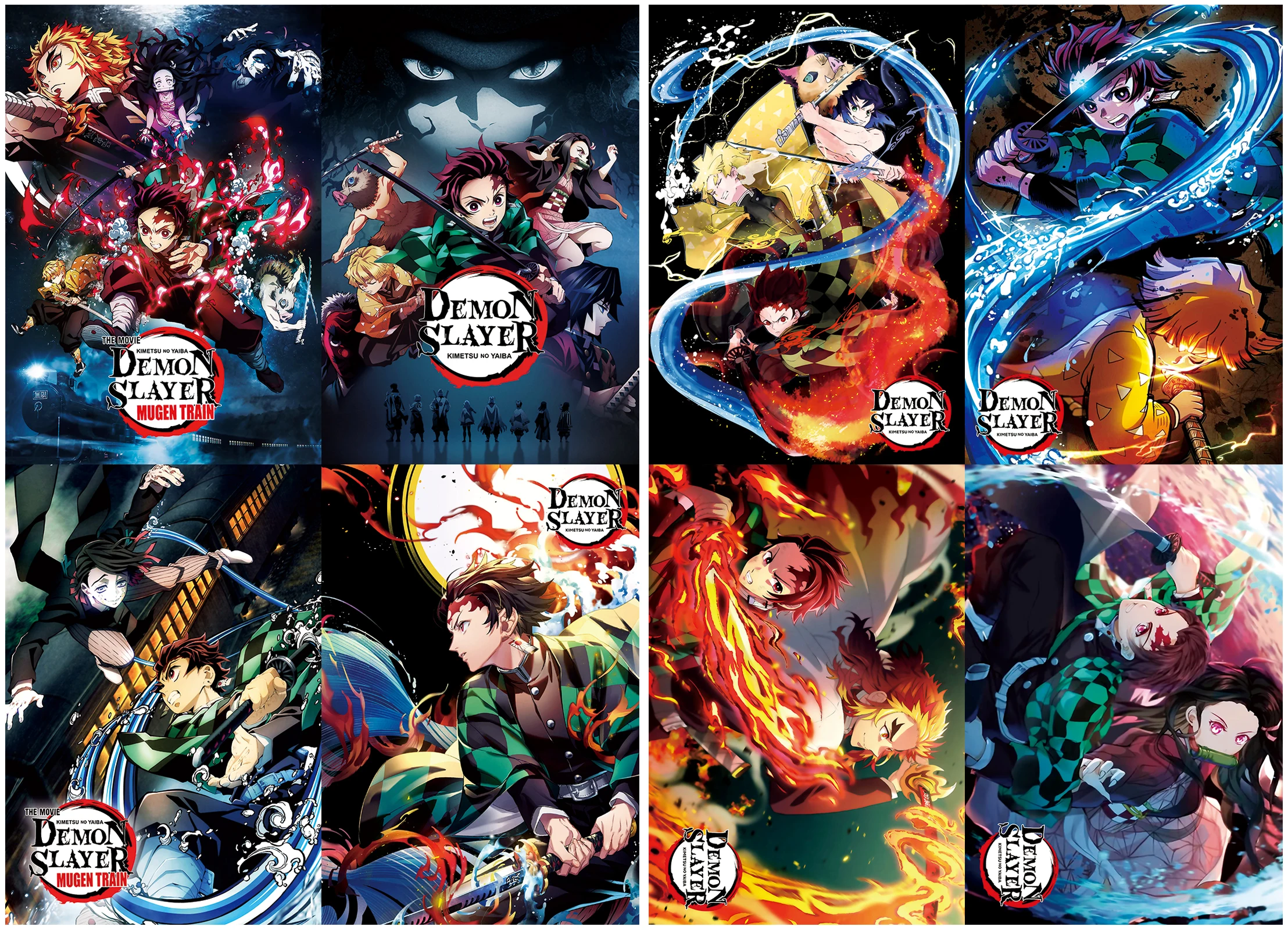 10代の部屋のために混合された8PCSアニメウォールポスター3Dデモン