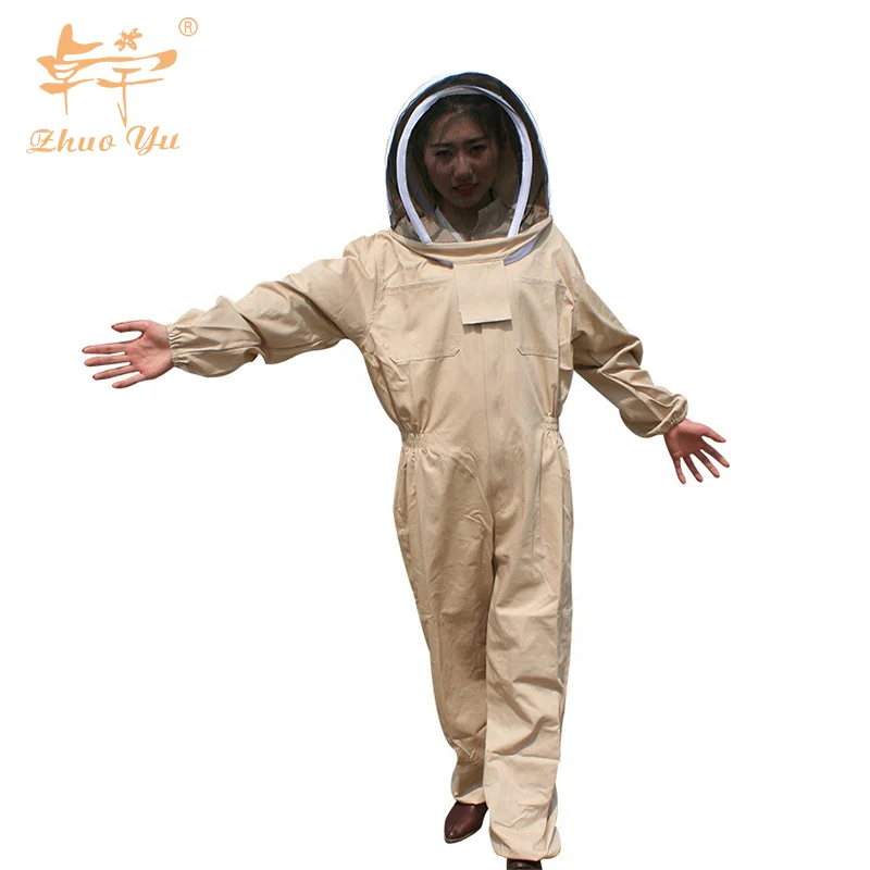 Zorue Professional Beekeeper Beekeeping Protective Veil Suit Smock Bee Hat Gloves Sleeves Full Body Set Safety Clothing