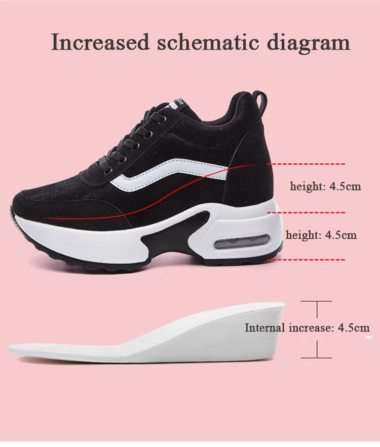 Women's Elegant Air Cushioned Thick Bottom Sneakers Pu Cowhide
