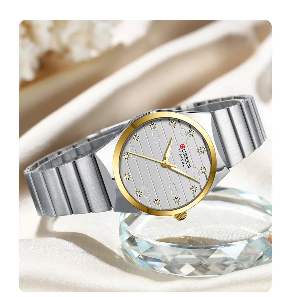 CURREN 9110 Luxury Stainless Steel Watches Female Classic Round Dial Quartz Watch Women Business Wristwatches Wrist Watch