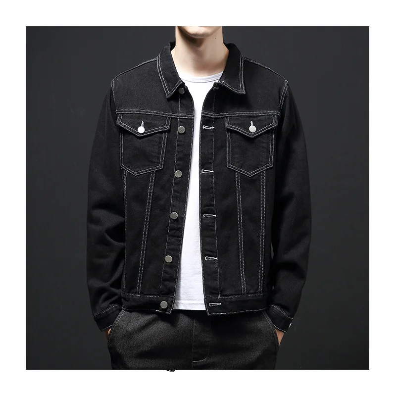High Quality Cotton Denim Jacket Custom Men'S Long Sleeve Jacket Plus Size University Jeans Denim Jacket Coats for Man manufacture