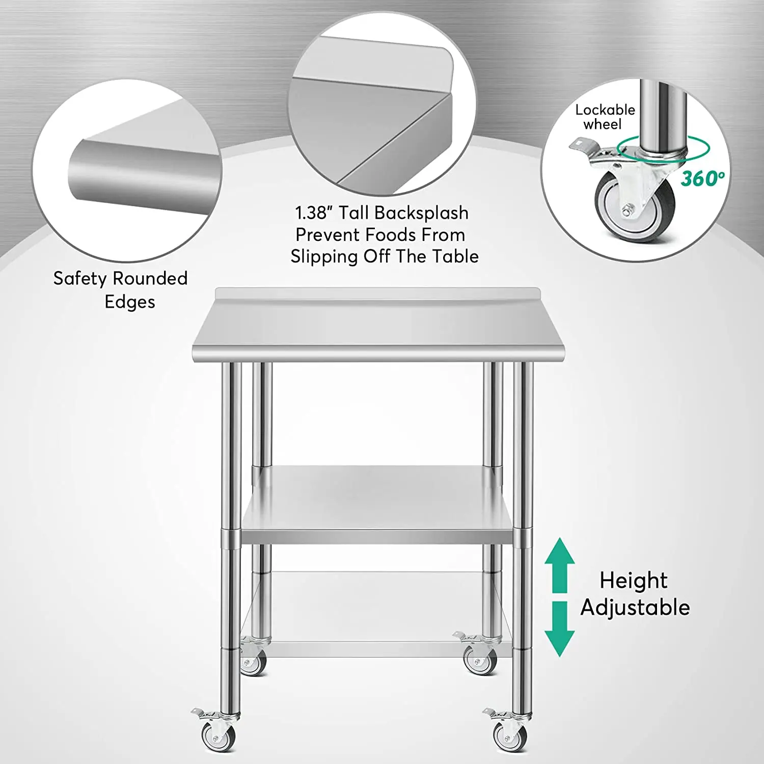 Commercial Kitchen Two Layer Stainless Steel Work Table For Kitchen ...