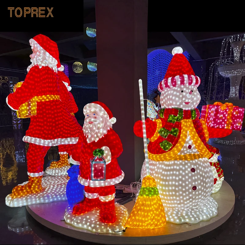 High Voltage 3D Resin Snowman with Broom Waterproof LED Lighting Christmas Decorative Design From Factory