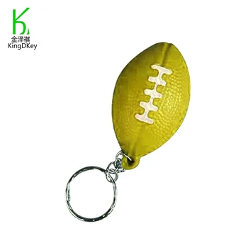 クリエイティブカラフルPUミニスポーツラグビーボールキーホルダー