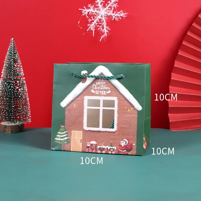 Window Bag | Lipack Custom Printed Christmas White Ivory Board Paper Gift Packaging Bags With Transparent Window and Handle
