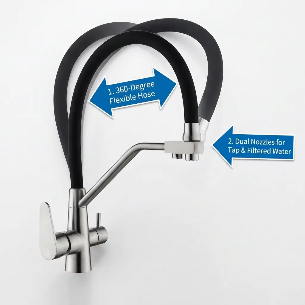 Stainless steel 304 faucet body and spout detail