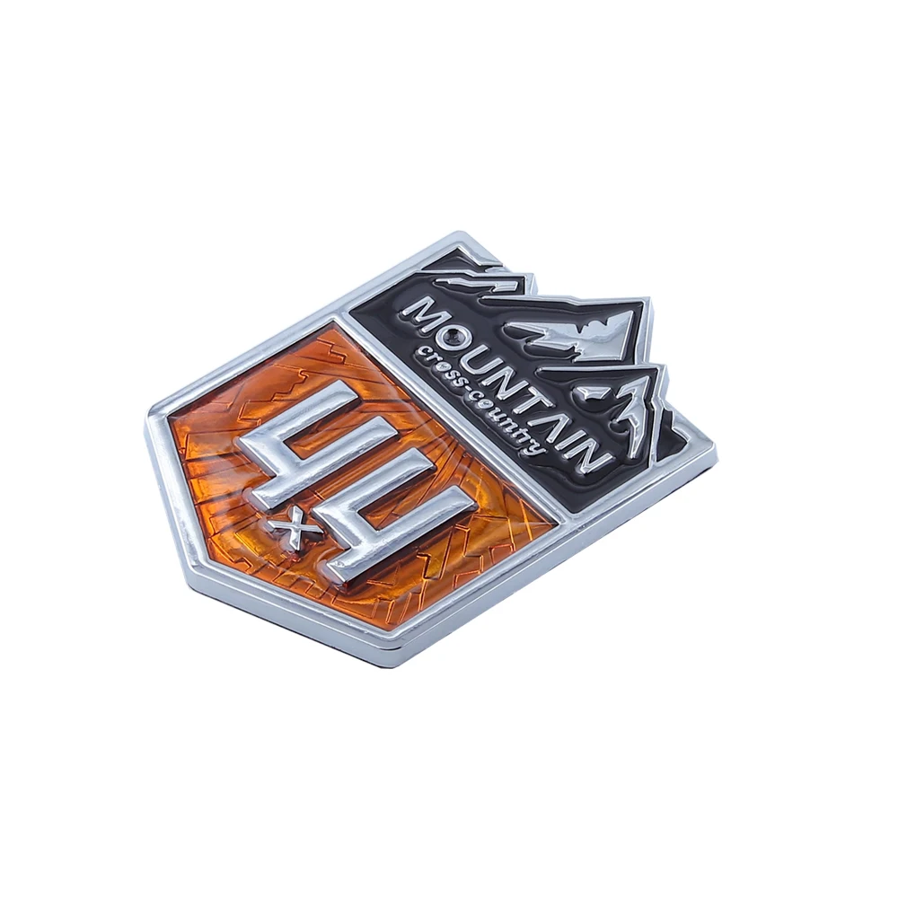 4x4 Chrome Car 3D Monogram Emblem Badge | 5 Inch Metal Logo Sticker For Toyota Innova Type-4 | Fender & Tailgate Decoration | Universal Fit | Black & Chrome Finish - View #6