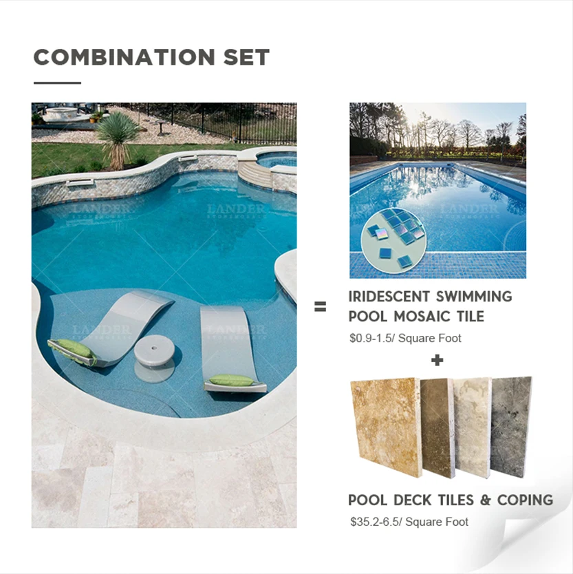 Natural Travertine Stone Limestone Pool Deck Outdoor Swimming Pool