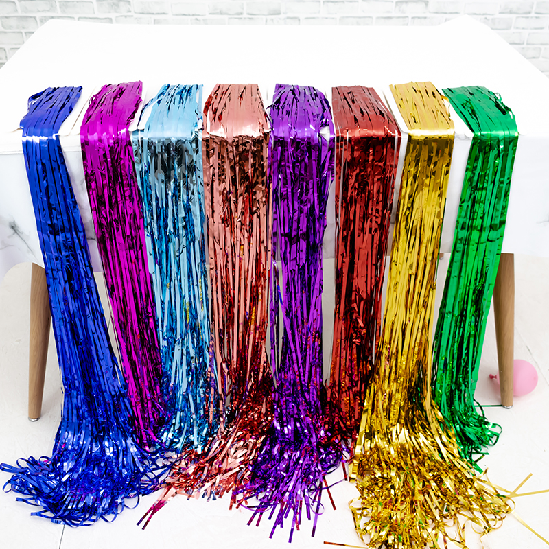 Wholesale 1*2m Metallic Tinsel Foil Fringe Curtain Backdrop Party