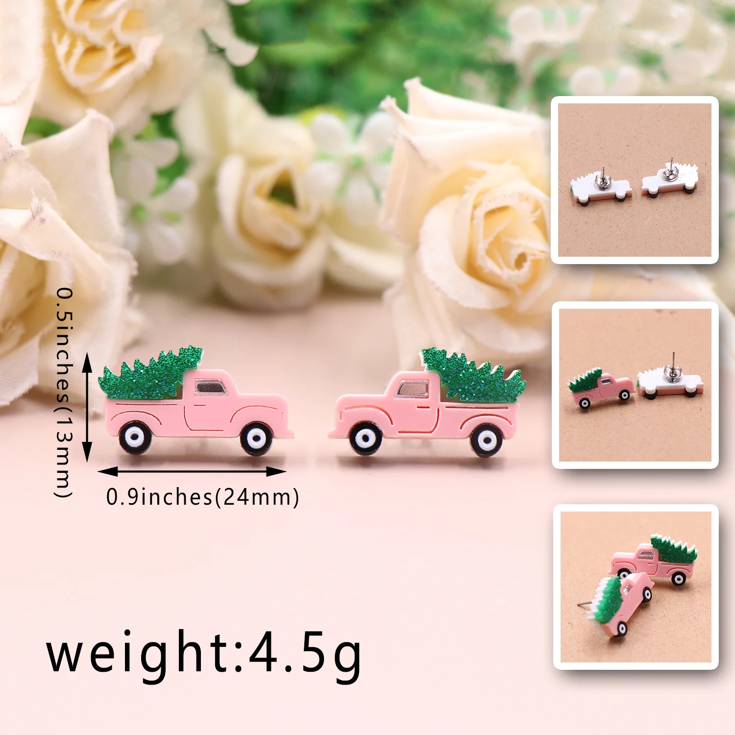 ERS372ER1606  1Pair New product CN Stud earring For women Christmas car cute Acrylic Jewelry details