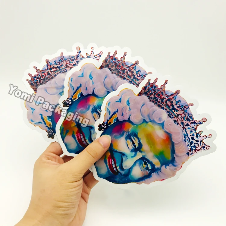 Custom Holographic Diecut Mylar Bags Small Printed Ziplock Bags Candy