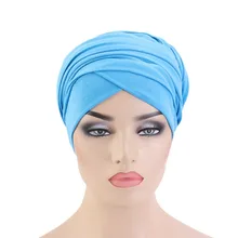 Wholesale Long Headscarf Headwrap Hijab Plain Turbans For African Ladies Instant Microfiber Hair Towel Cotton Turban