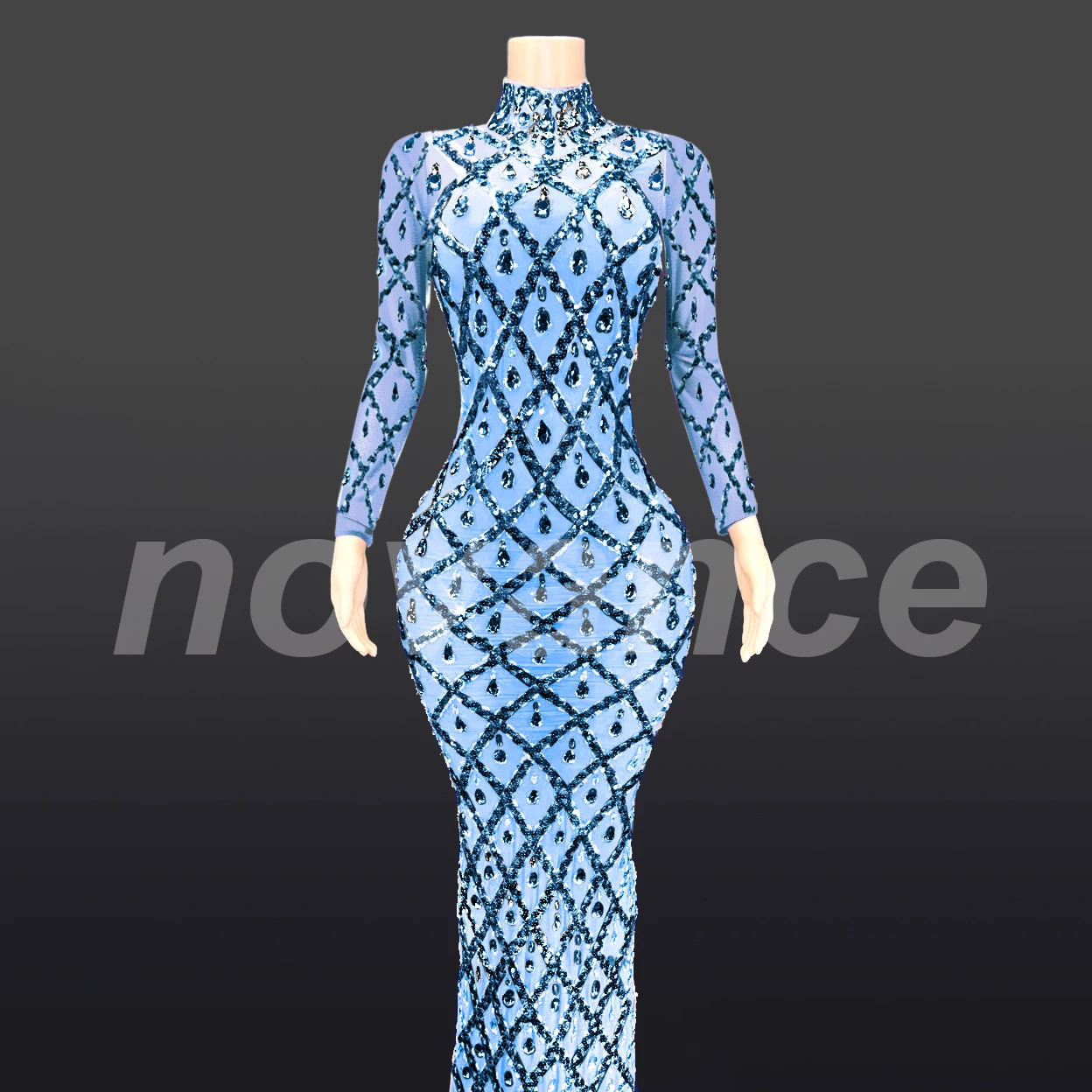 Novance Fashion Clothes High Collar Mesh See Through Sexy Gold Wedding  Dresses Plus Size Birthday Vestidos Elegantes Para Mujer| Alibaba.com