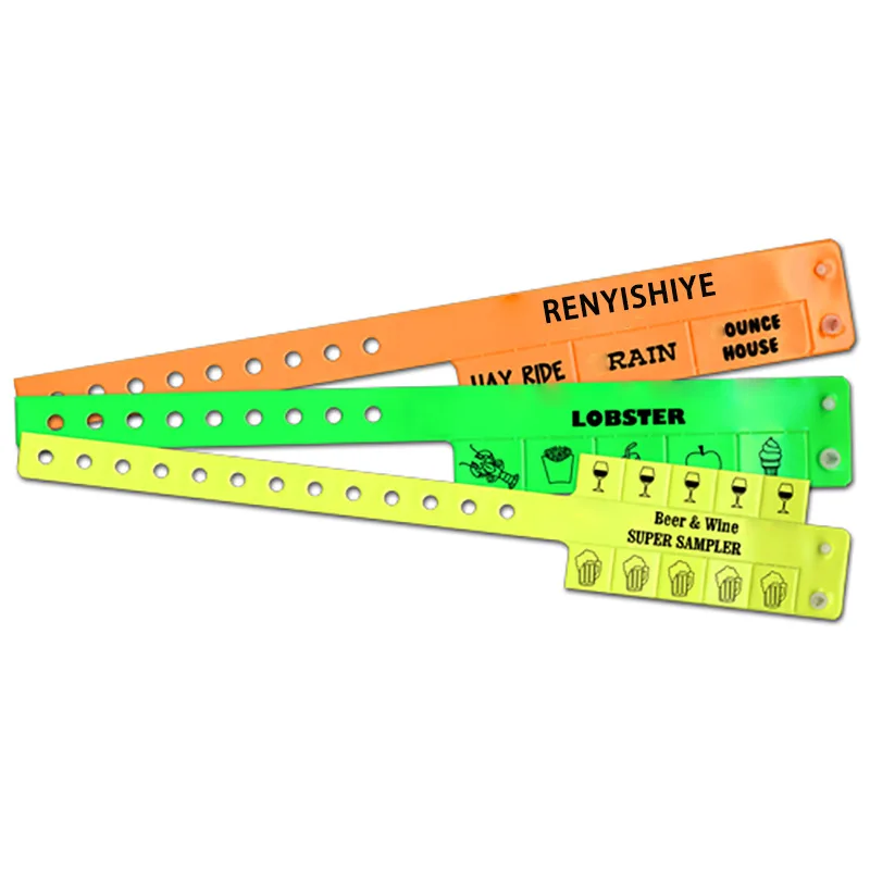 2023 Custom Writable Plastic Vinyl Disposable Identification Wristbands with Tabs