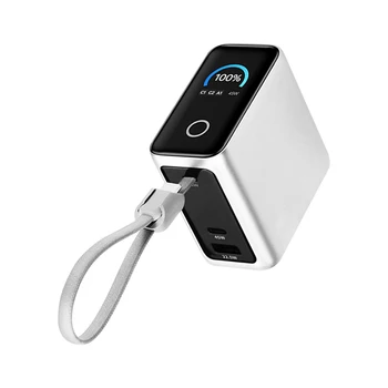 2025 NEW TFT PD45W 15000mAh Power Bank Wholesale Mini Metal Mobile Charger TFT Smart Digital Fast Charging With Cable