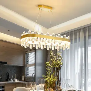 Zeal Lighting Fancy Crystal Chandelier Round Single Circle Led Ring Pendant Light for Villa Restaurant