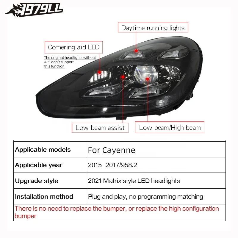 楽天市場】新品 ポルシェ カイエン958 前期 LEDヘッドランプ