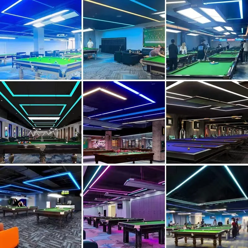 Modern industriell akryl linjär hänglampa, upphängd eller ytmontedad LED-hänglampa för kontor och livsmedelsbutik