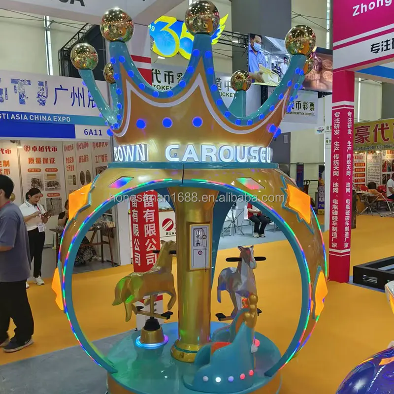 Mini 3-Seats Indoor Merry-Go-Round Horse Carousel Ride Coin-Operated Outdoor Playground for Kids Babies Sale