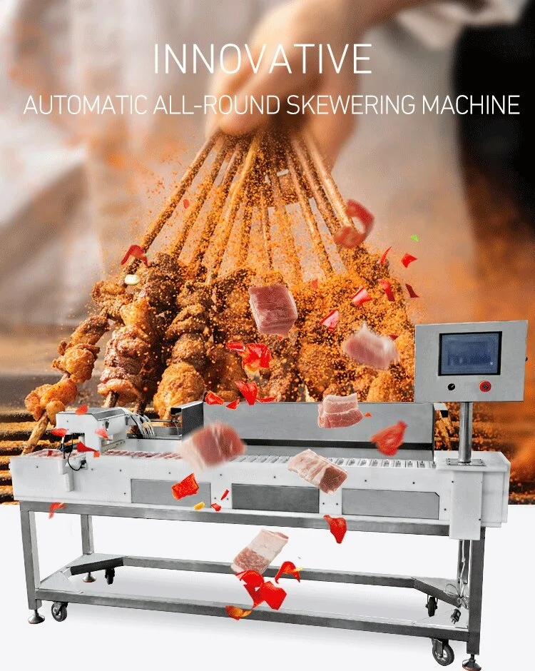 Commercial Electric Automatic Steel Barbecue Food Fried Chicken Shashlik Mutton Meat Skewers Making Machine factory