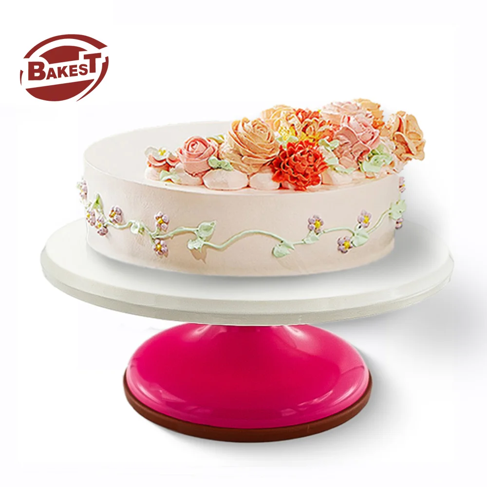 BAKEST Wholesale Plastic Cake Turntable Anti-skid Round Cake Rotating Decorating Stand Rotary Table DIY Cake Plastic Turntable