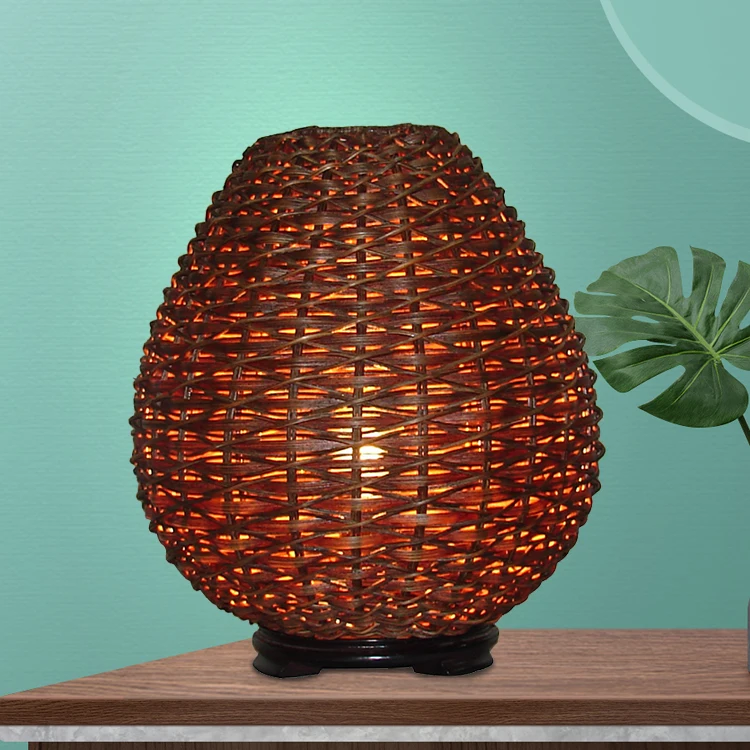 Современная ротанговая, Бамбуковая настольная лампа для домашнего украшения