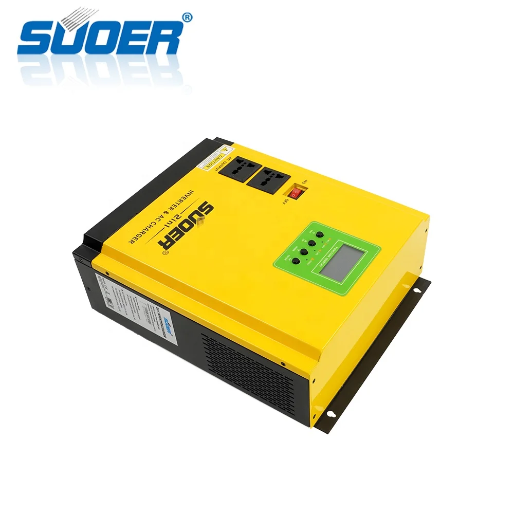 SUOER 3000va 24V, профессиональное изготовление, производство 2 в 1 инвертор немодулированного синусоидального сигнала AC зарядное устройство Гибридный солнечный инвертор