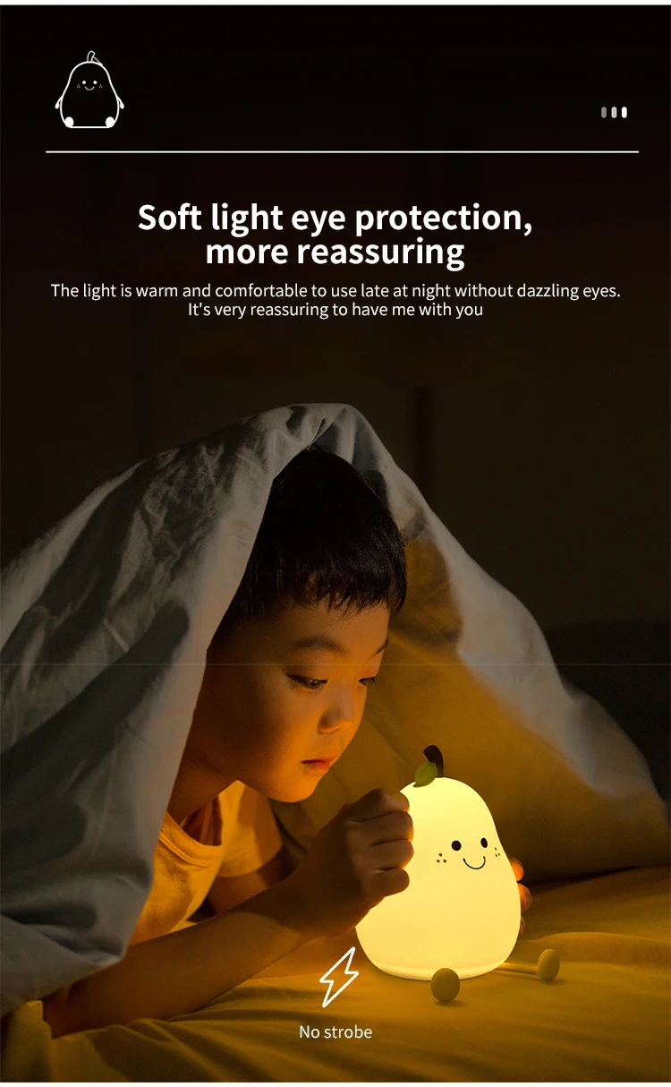 Cute Silicone Pear Light Rechargeable Led Mini Children Night Light ...