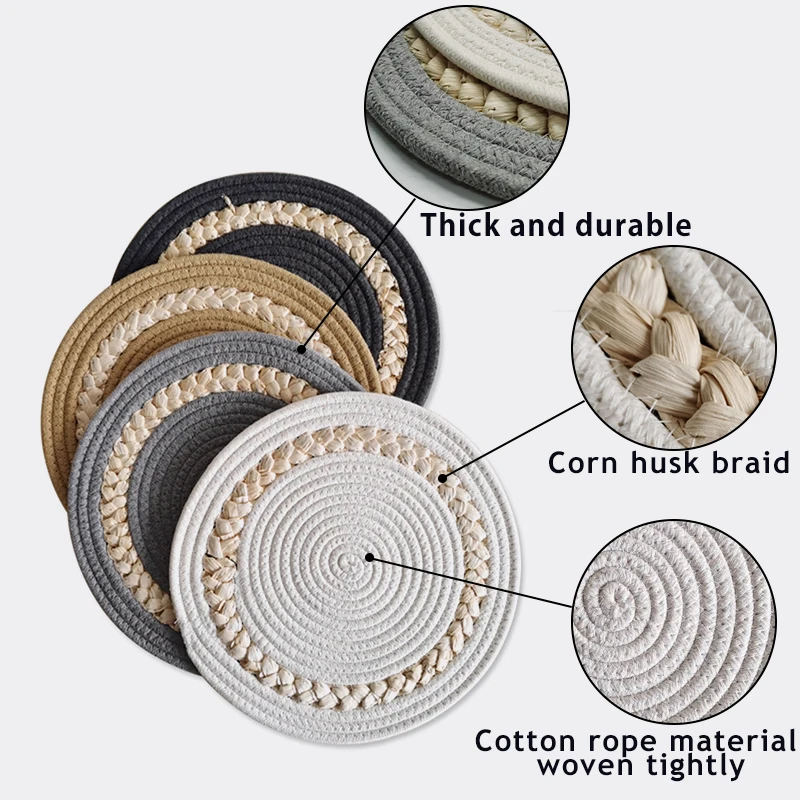 Home Dinning Table Mat Modern Custom Coaster Woven Cotton Table Mat