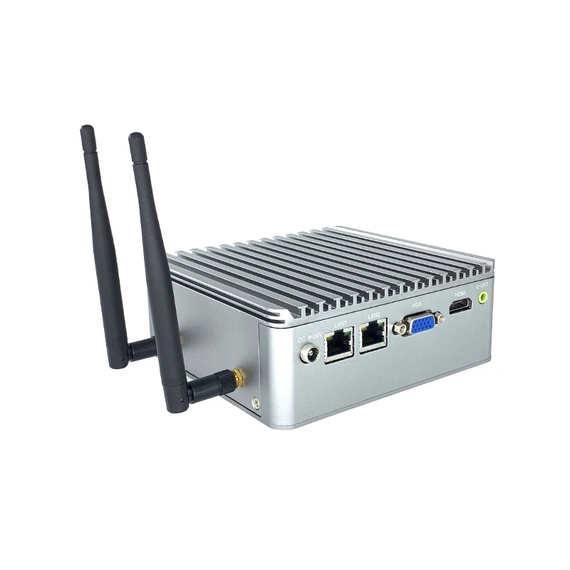 Mini Computer Fanless Industrial Mini Pcs Computer with 2 Lan Ports Intel I5 I7 for windows 10