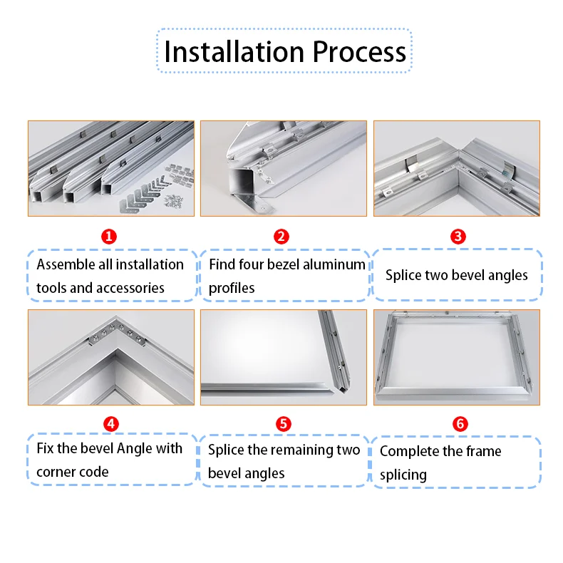 Silver Gold Square Rounded Corner Connected Aluminium Profiles From China OEM for Seg Light Box manufacture