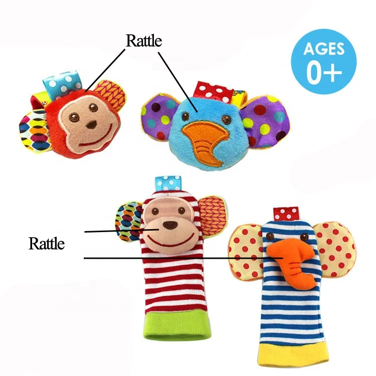 Мягкие Детские носки-погремушки на запястье, хлопковые и плюшевые мягкие детские игрушки, подарок на день рождения для новорожденного мальчика